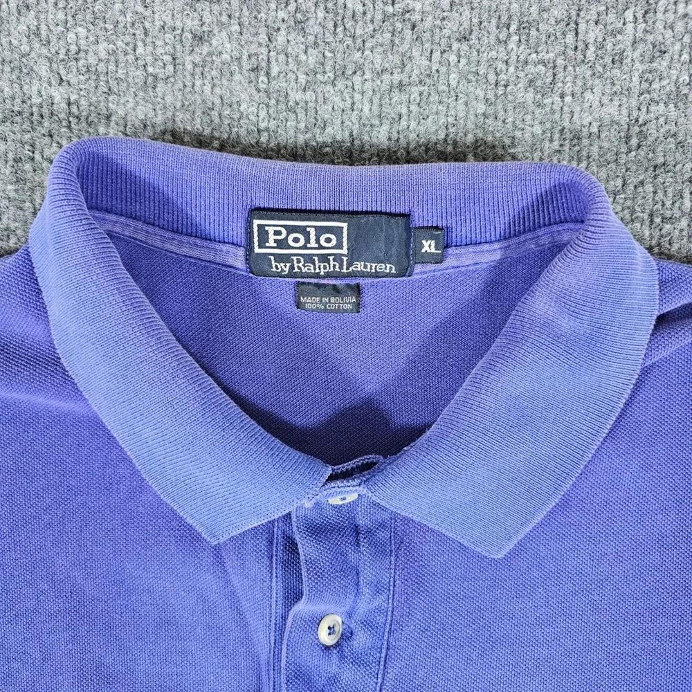 Polo Ralph Lauren Purple Polo Shirt Mens XL Red Pony Logo‎ Cotton Casual Flaw